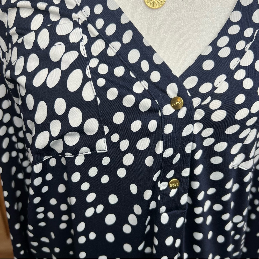 BCBG MAXAZRIA luxury Polka Dot V-Neck Women's Top |  Size - Picture 3 of 12